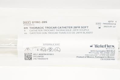 Teleflex DTRC-28S Thoracic Trocar Cath. 25Fr Soft (x)